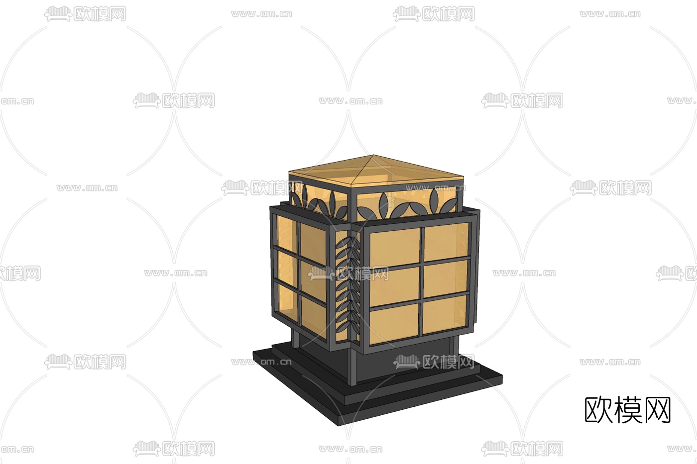 中式金属草坪灯免费su模型下载