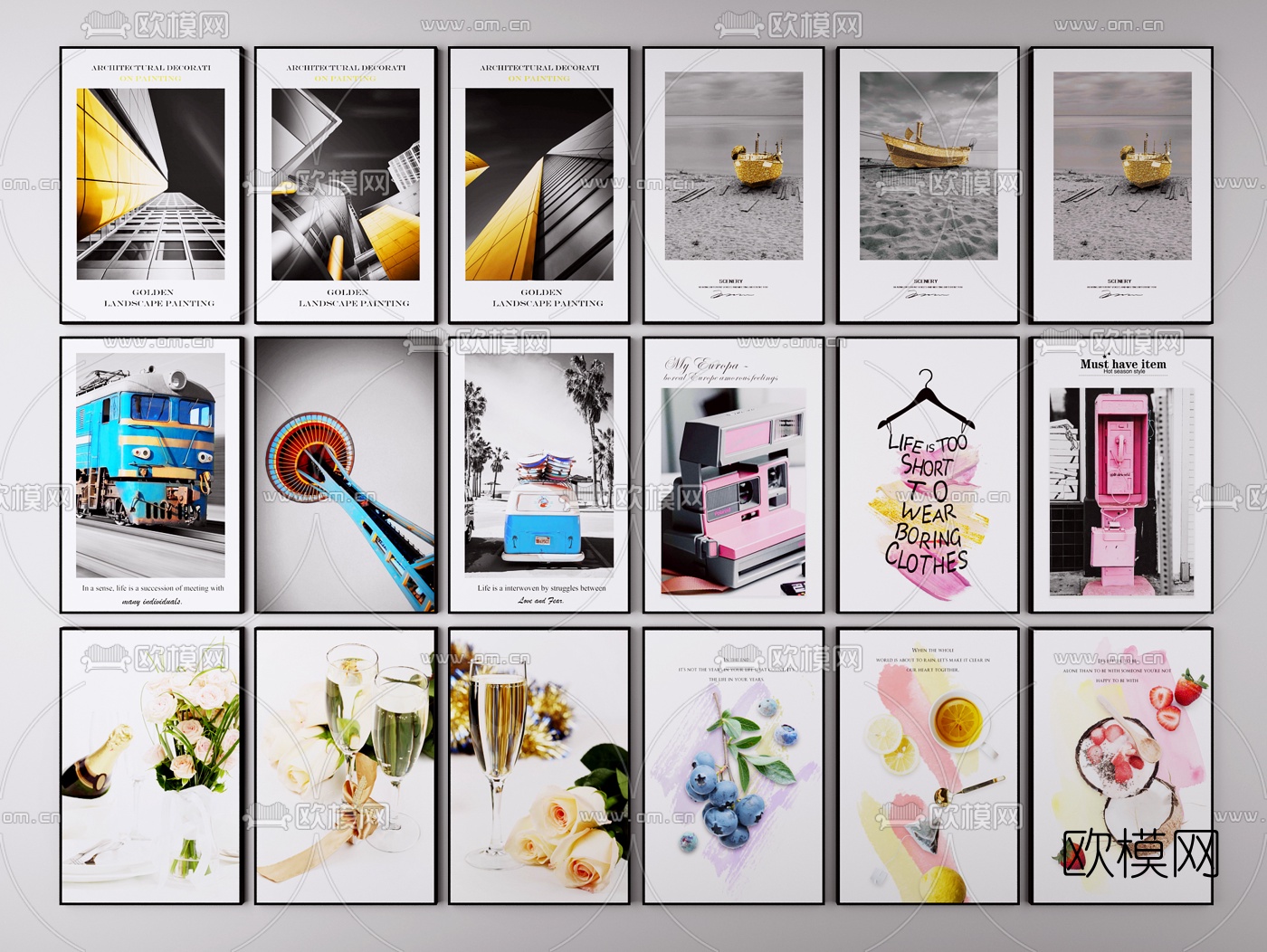 北欧建筑挂画装饰画3d模型下载