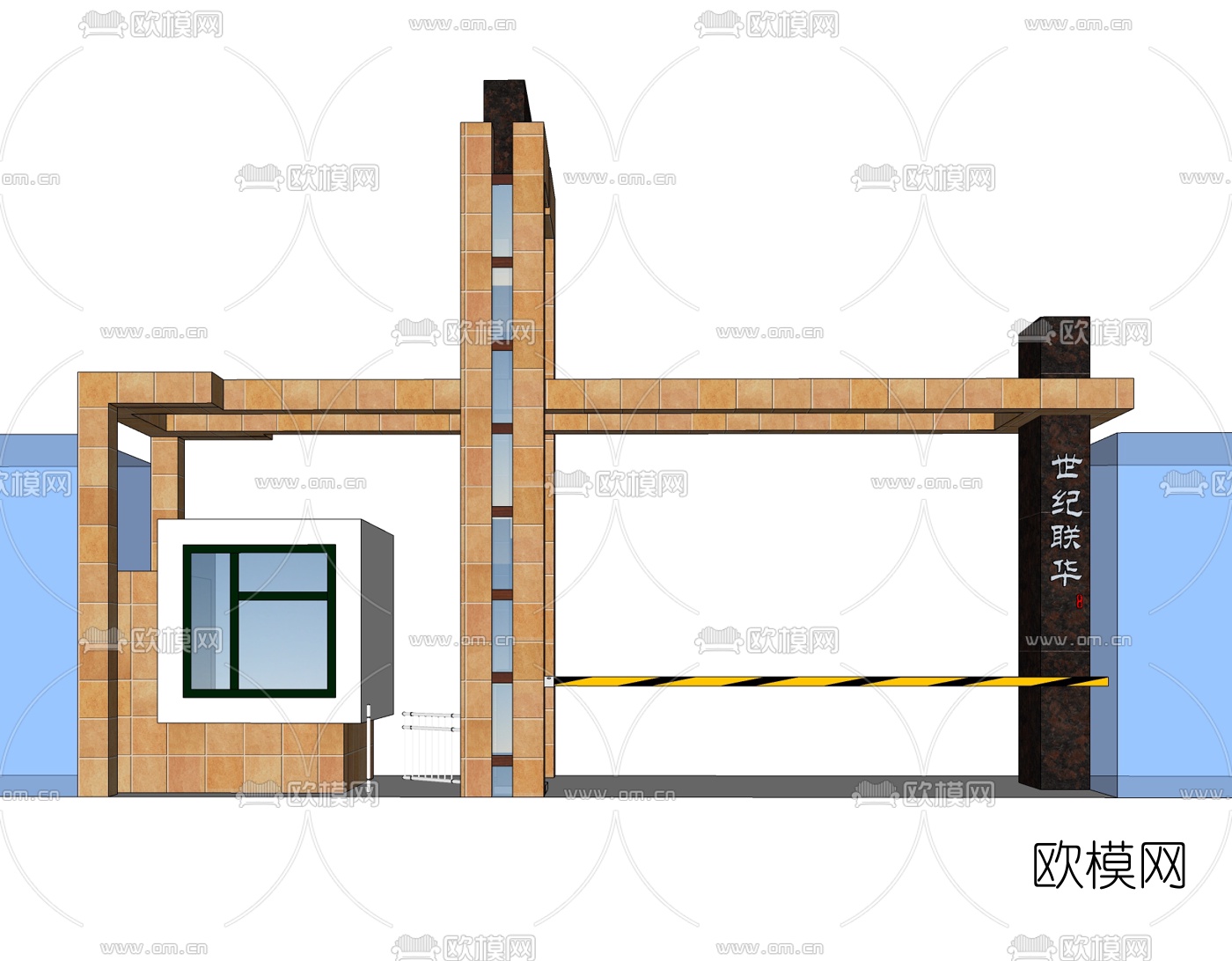 现代建筑门头免费su模型下载