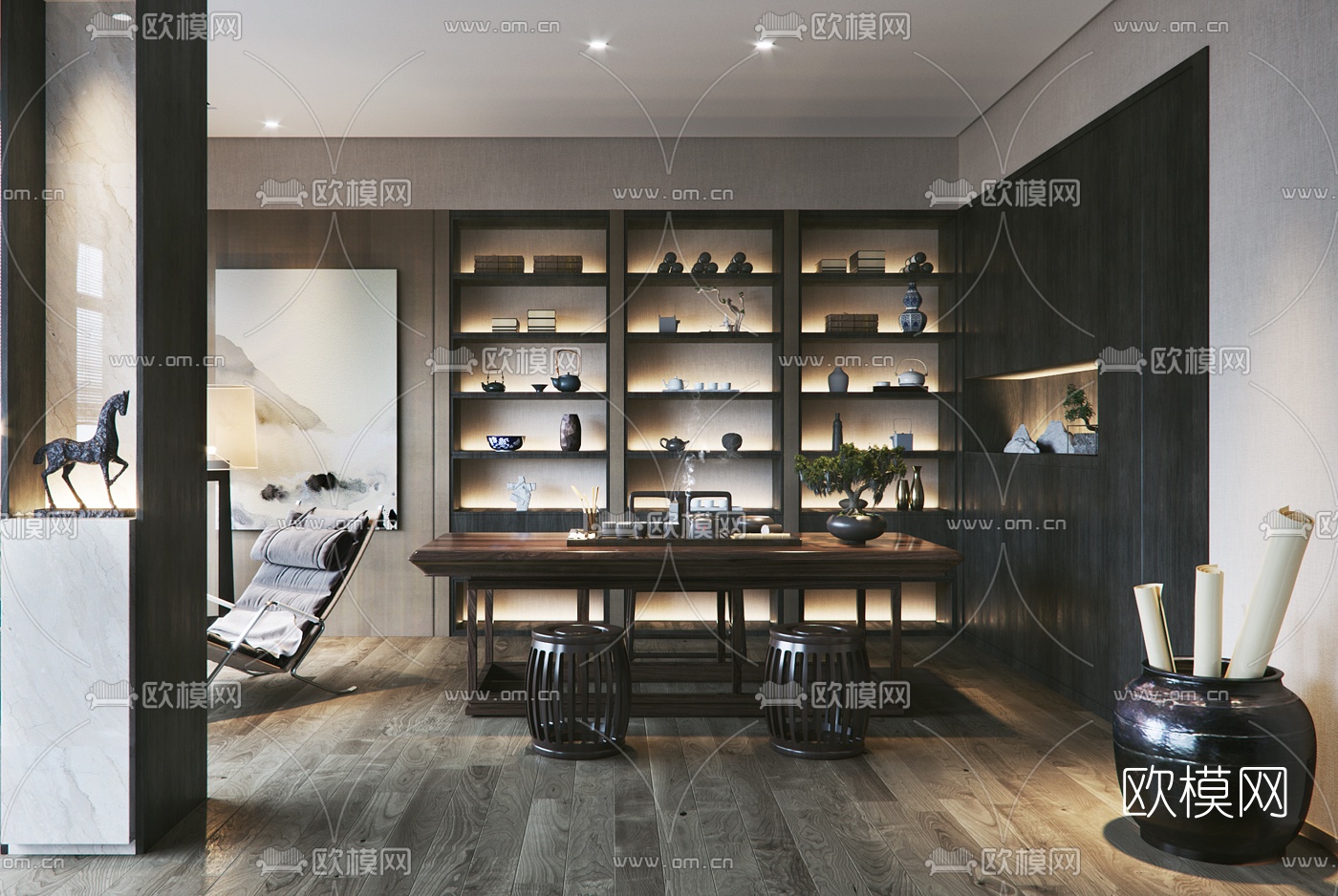 新中式简约茶室3d模型