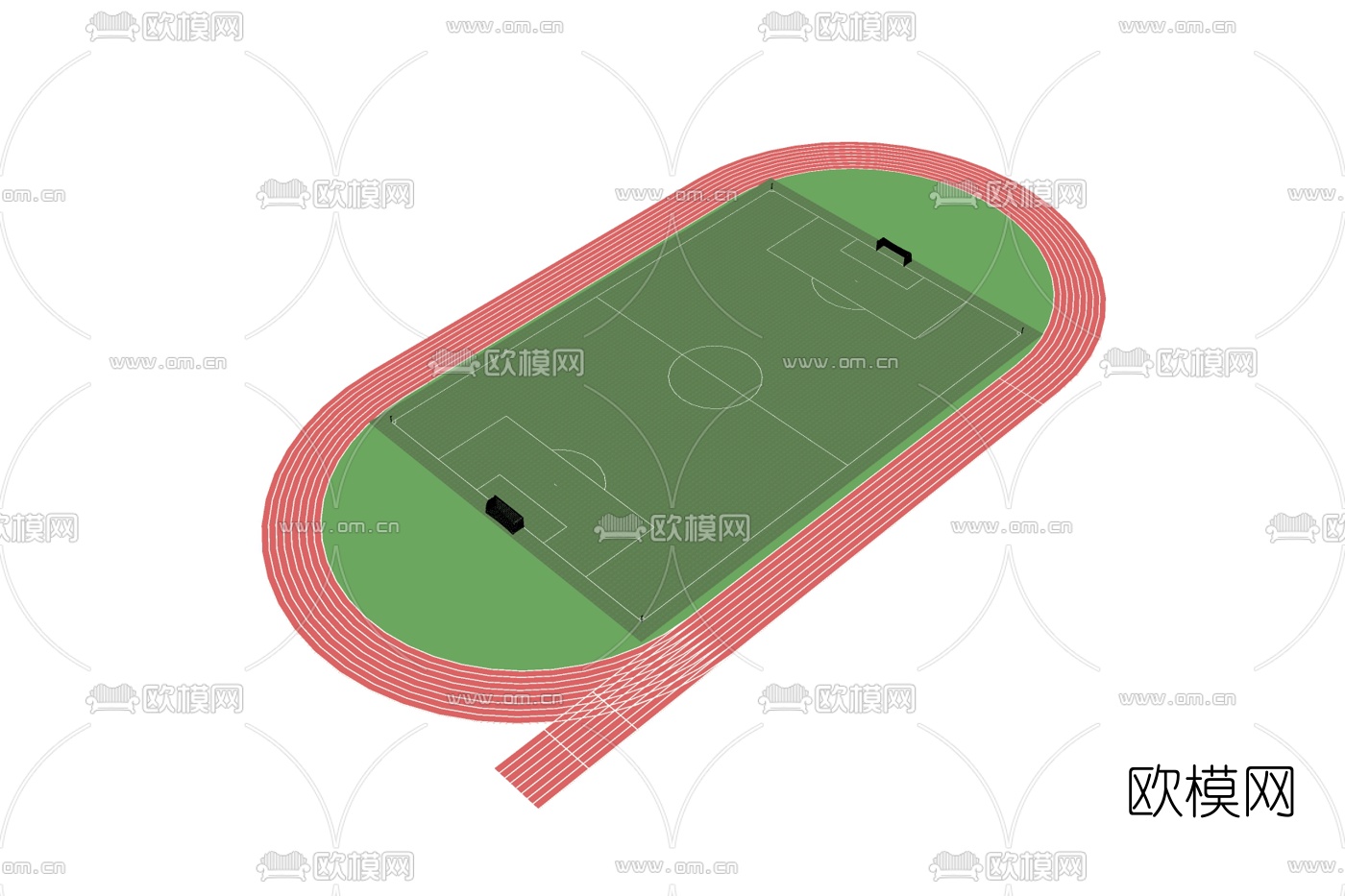 现代足球场免费su模型下载