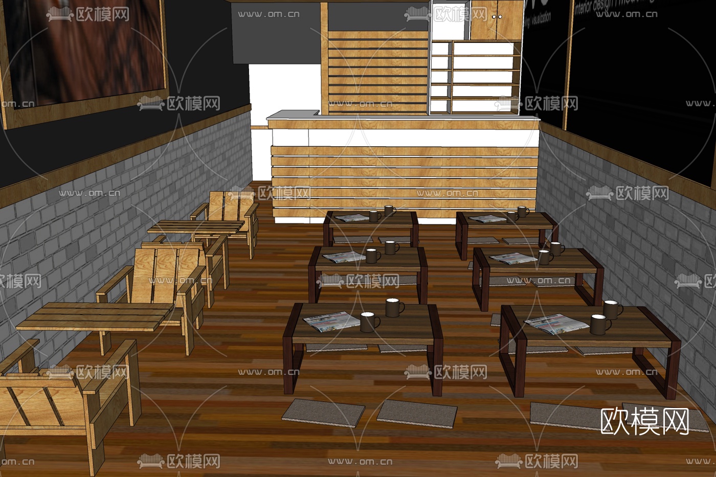 日式茶楼免费su模型下载