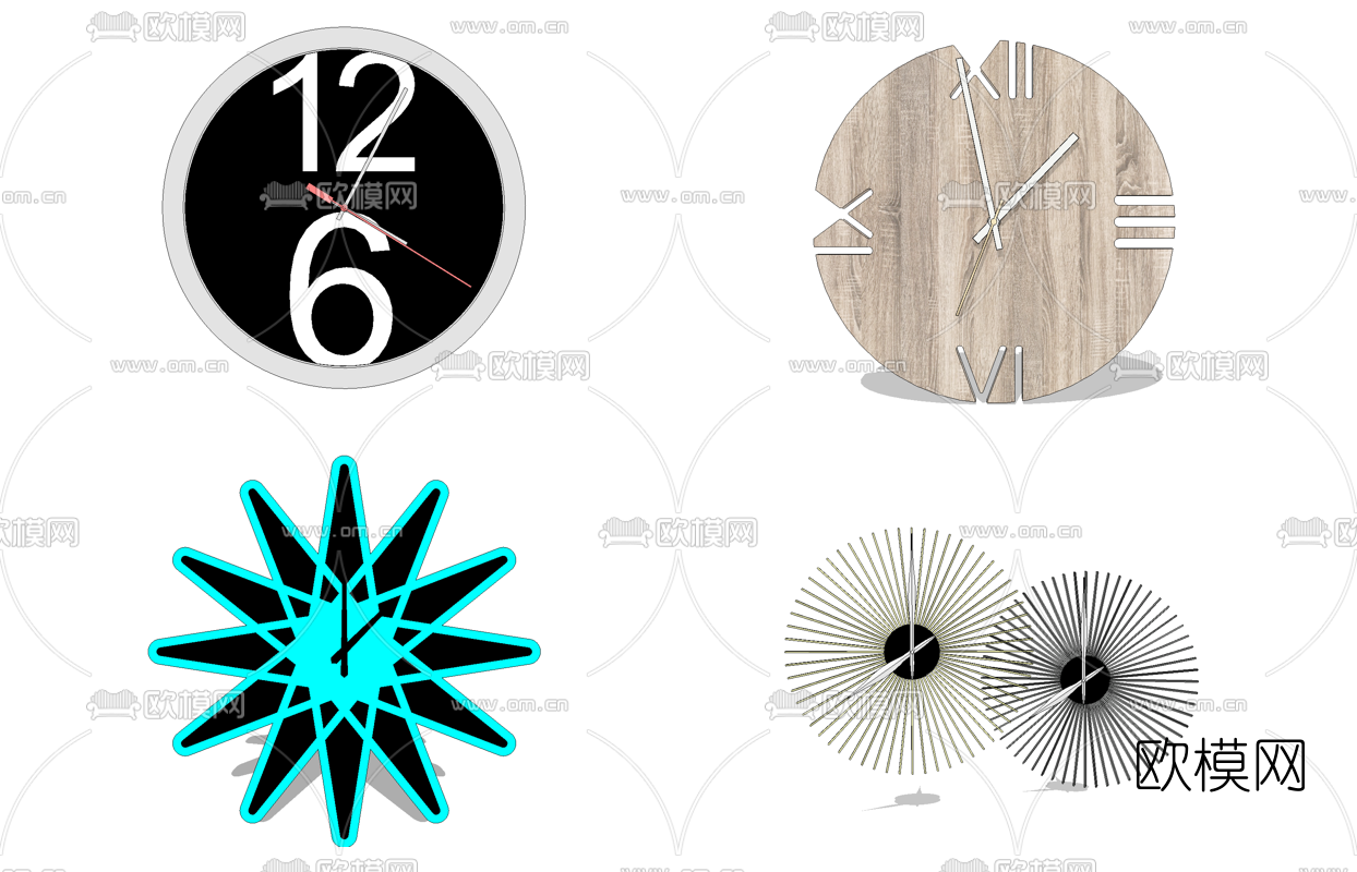 现代时钟挂钟su模型下载