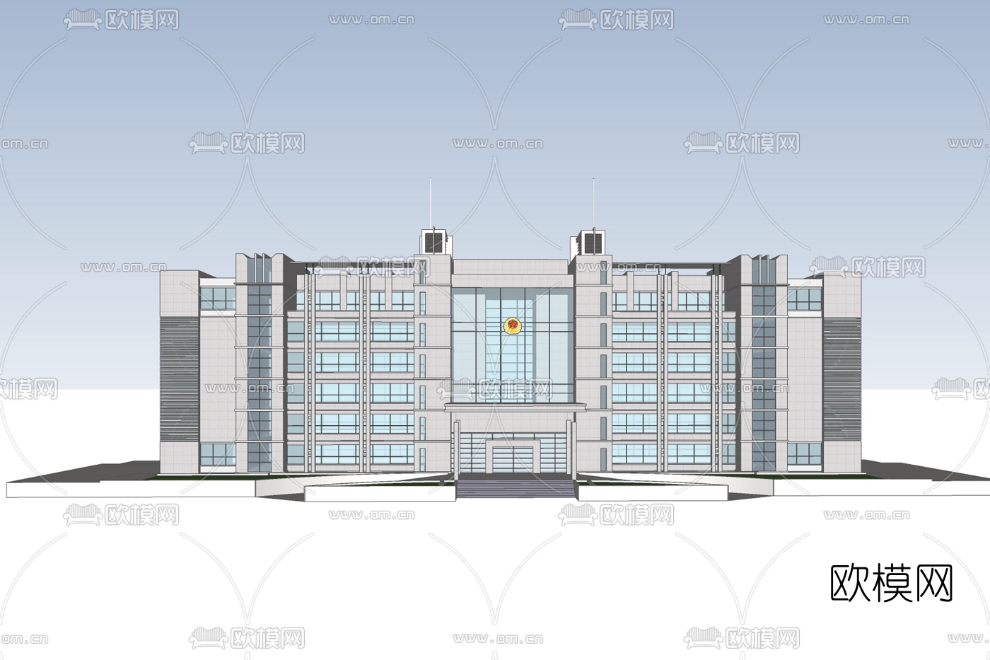 现代行政办公楼免费su模型下载_ID10561658_sketchup模型下载-欧模网