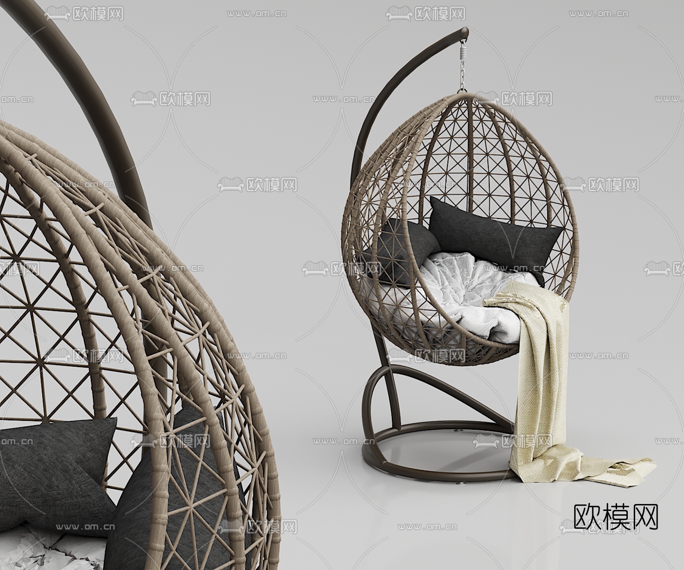 现代藤编吊椅3d模型下载