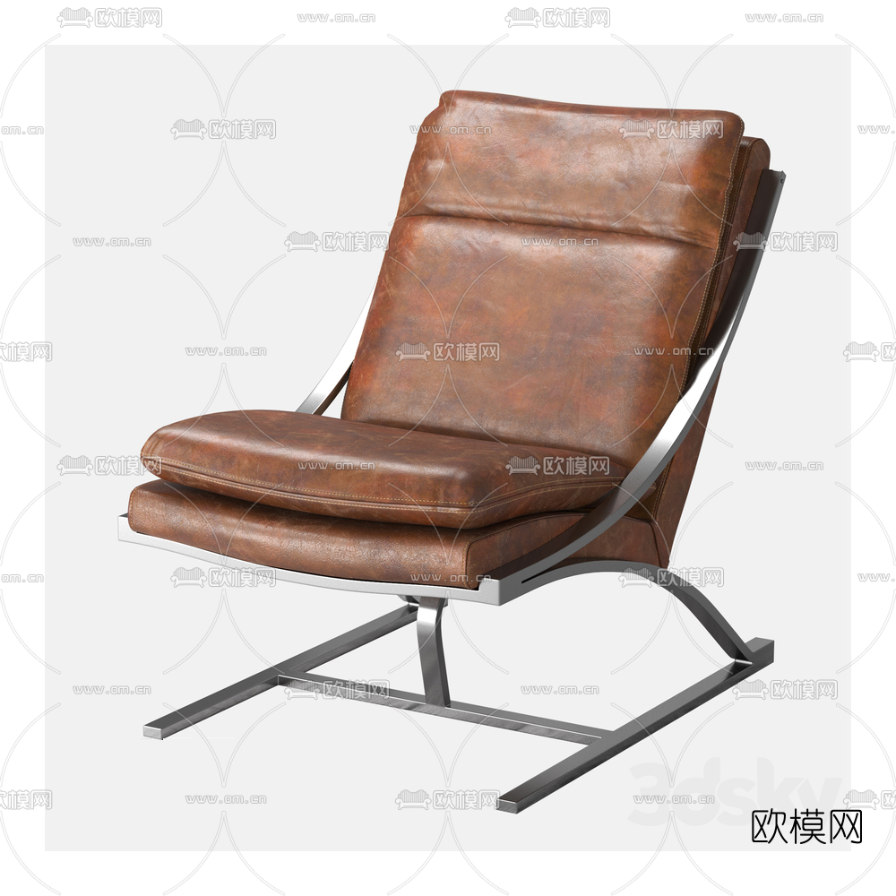 现代皮革休闲椅3d模型下载