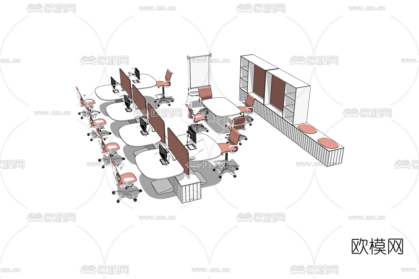 现代办公室免费su模型下载