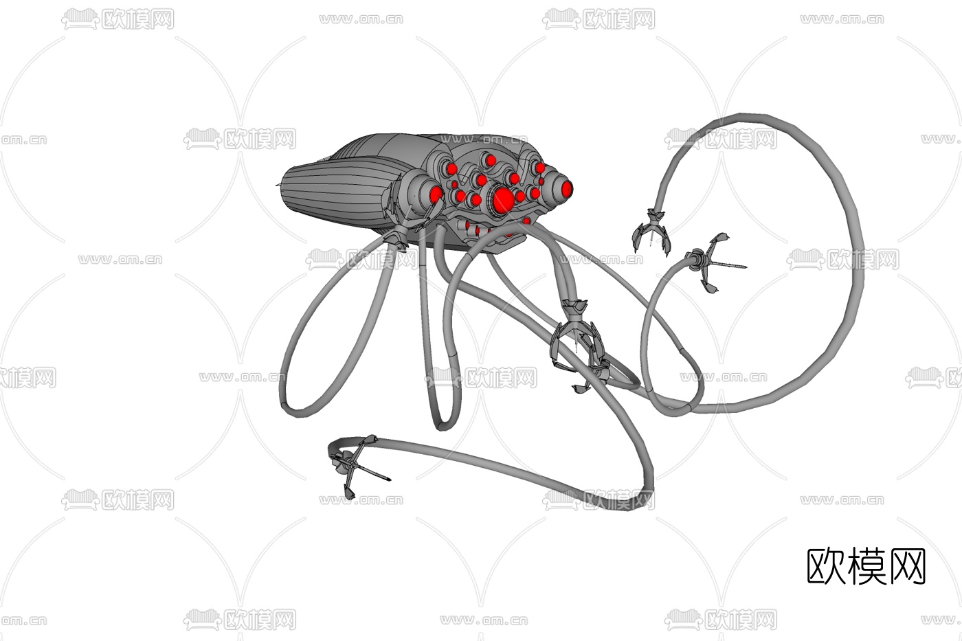 现代黑客帝国水母机器人免费su模型下载