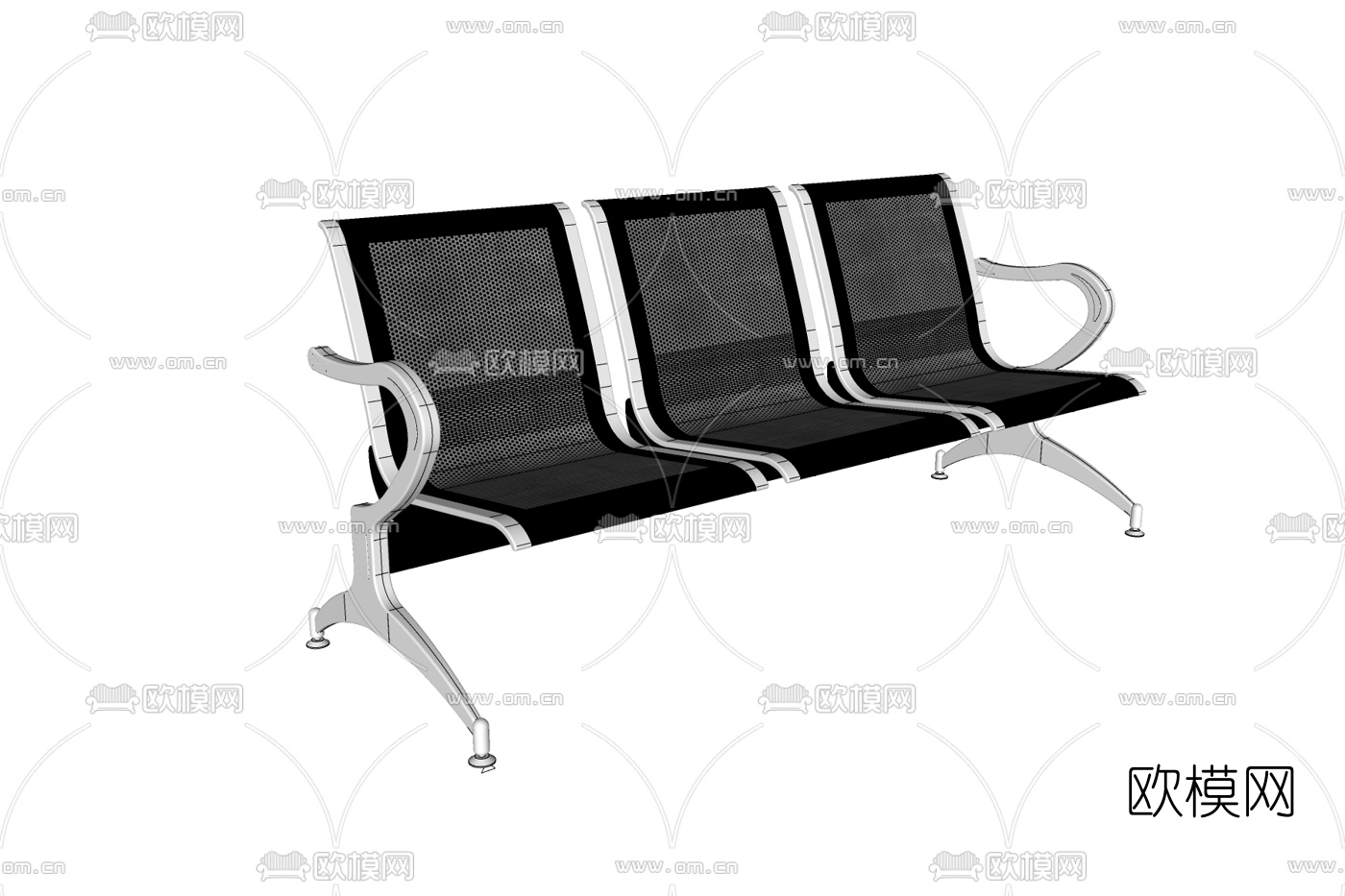 现代金属公用椅免费su模型下载