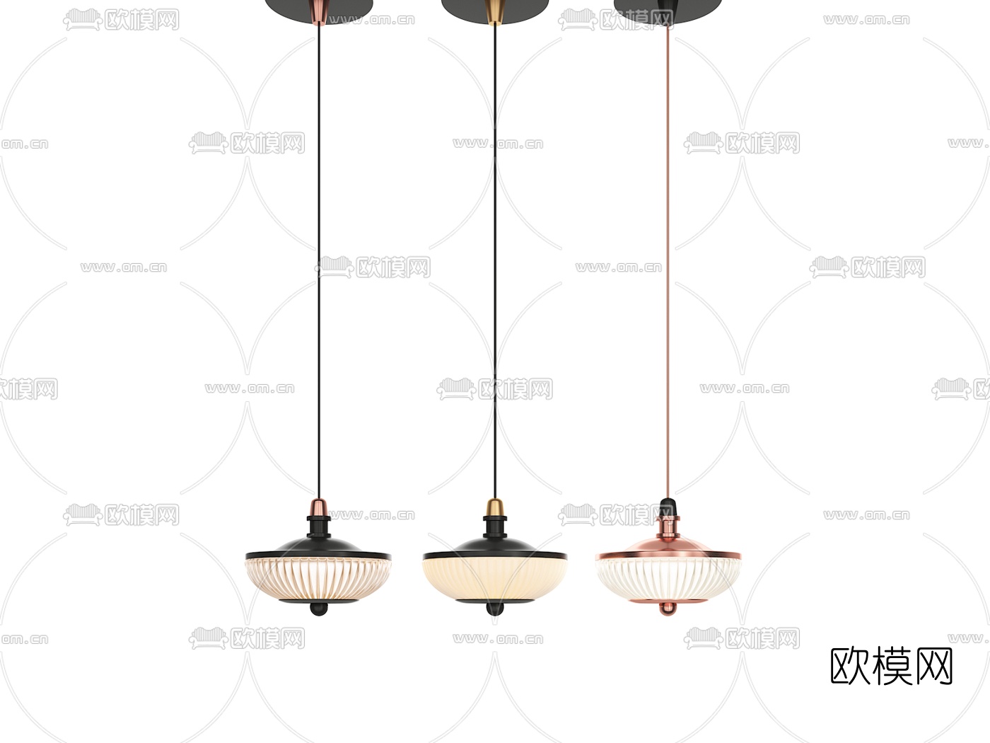 简美金属吊灯3d模型下载（渲染图4）