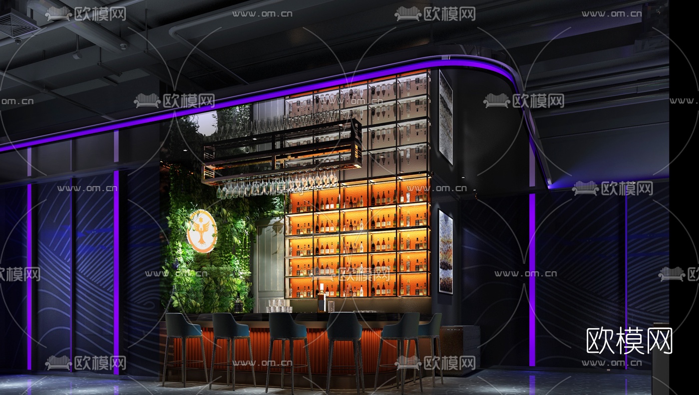 工业风酒吧免费3d模型下载