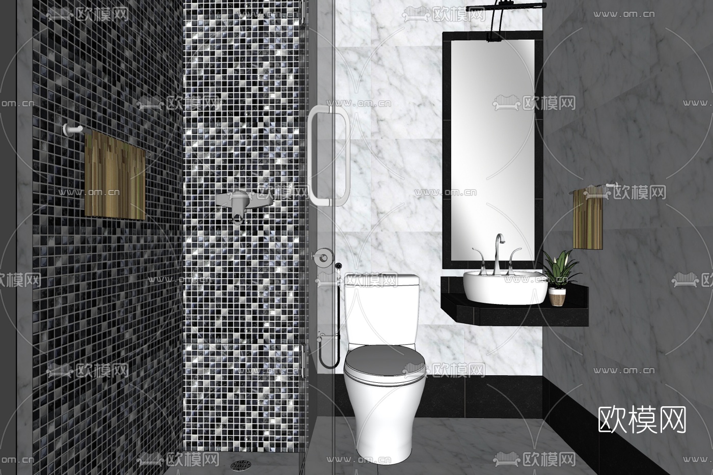 现代卫生间免费su模型下载