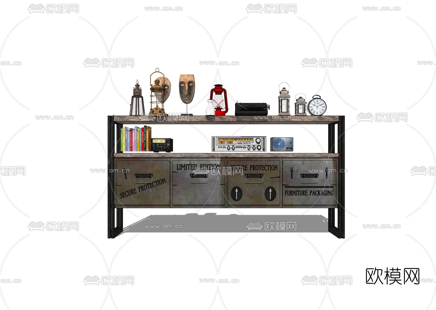 工业风边柜免费su模型下载