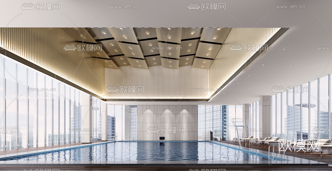 现代游泳馆3d模型下载