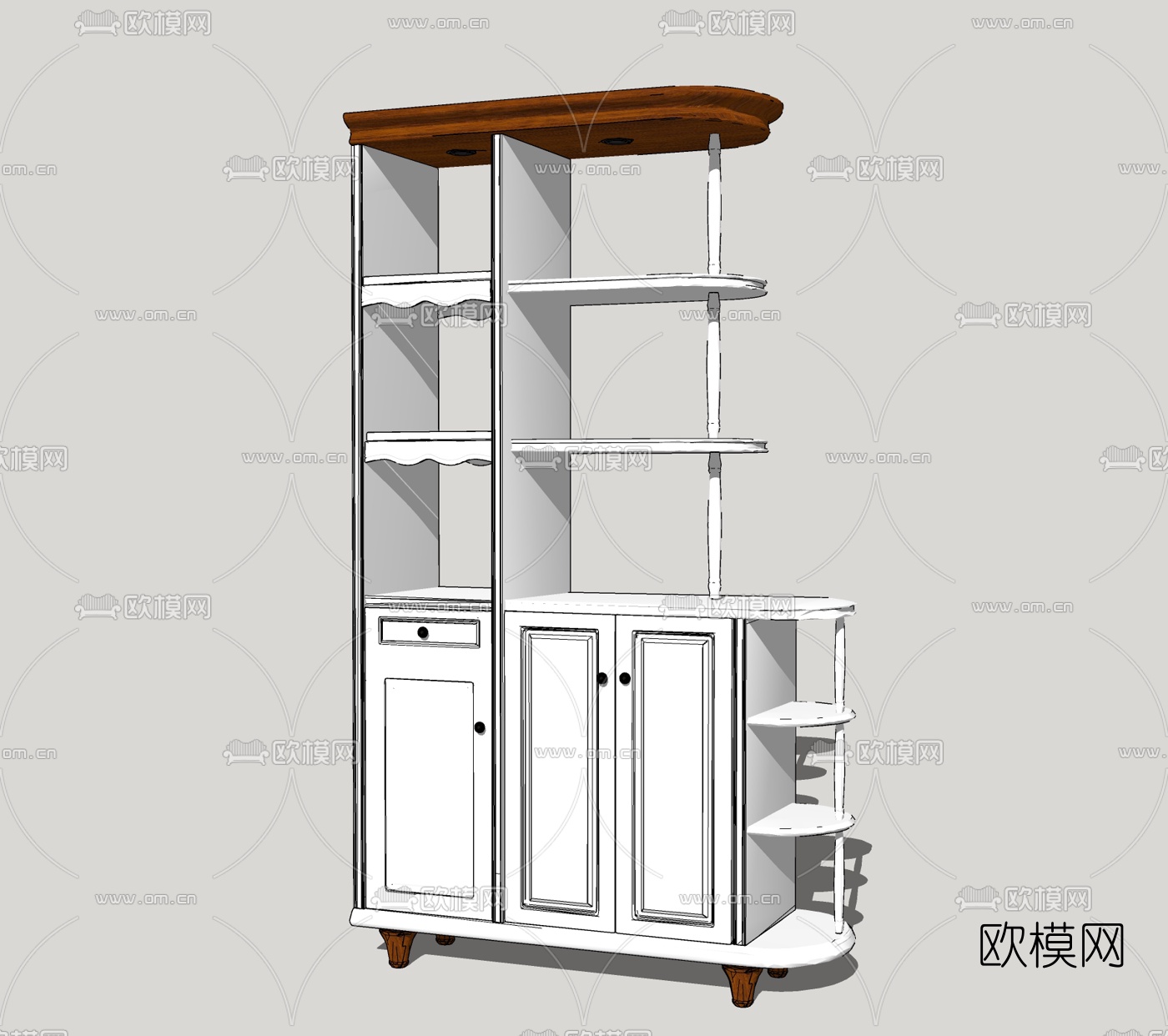 美式酒柜免费su模型下载