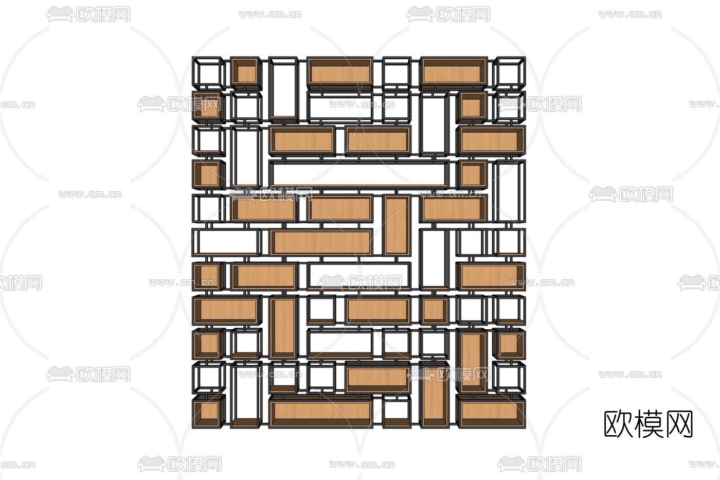 现代实木装饰架免费su模型下载