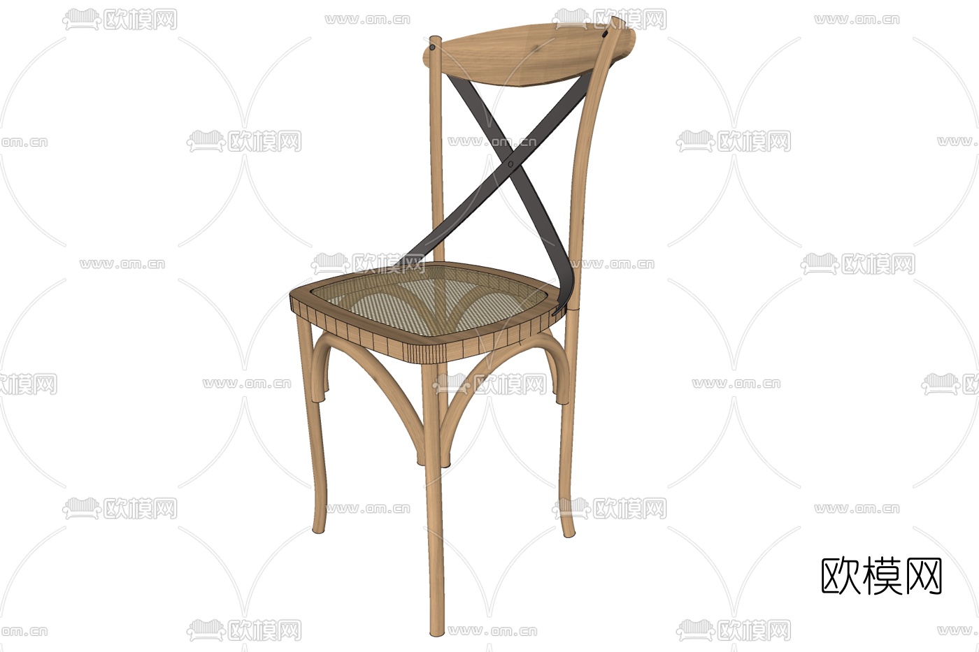 现代实木单椅免费su模型下载