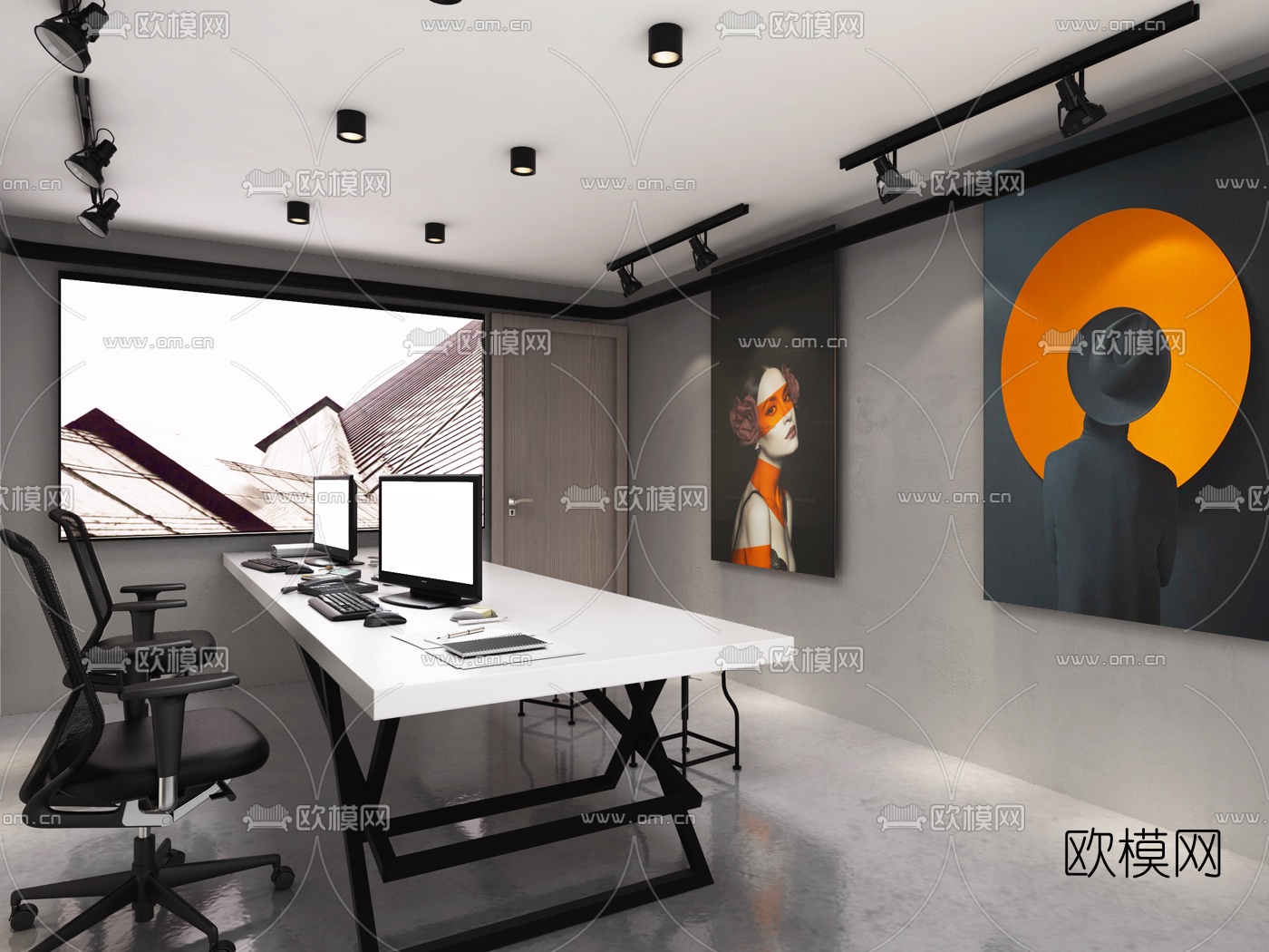 现代时尚个性摄影办公室3d模型下载（渲染图2）