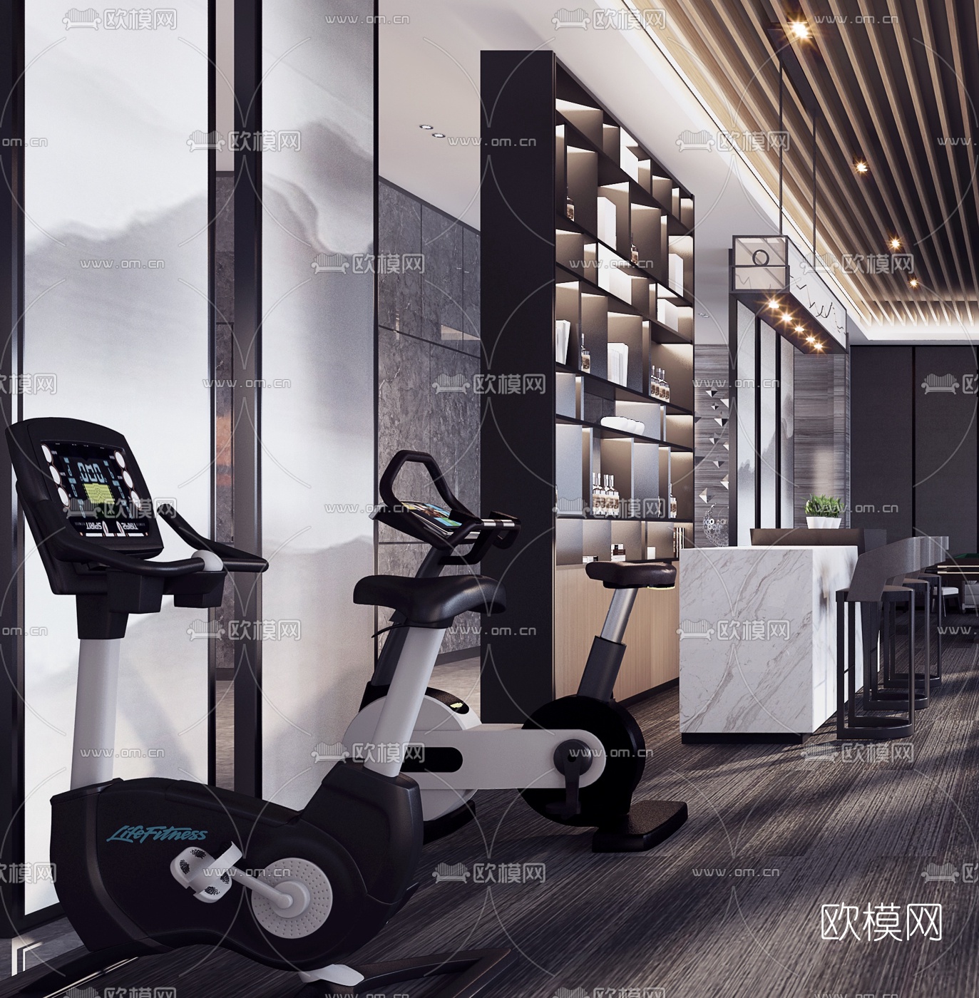 现代简约健身房3d模型下载（渲染图4）