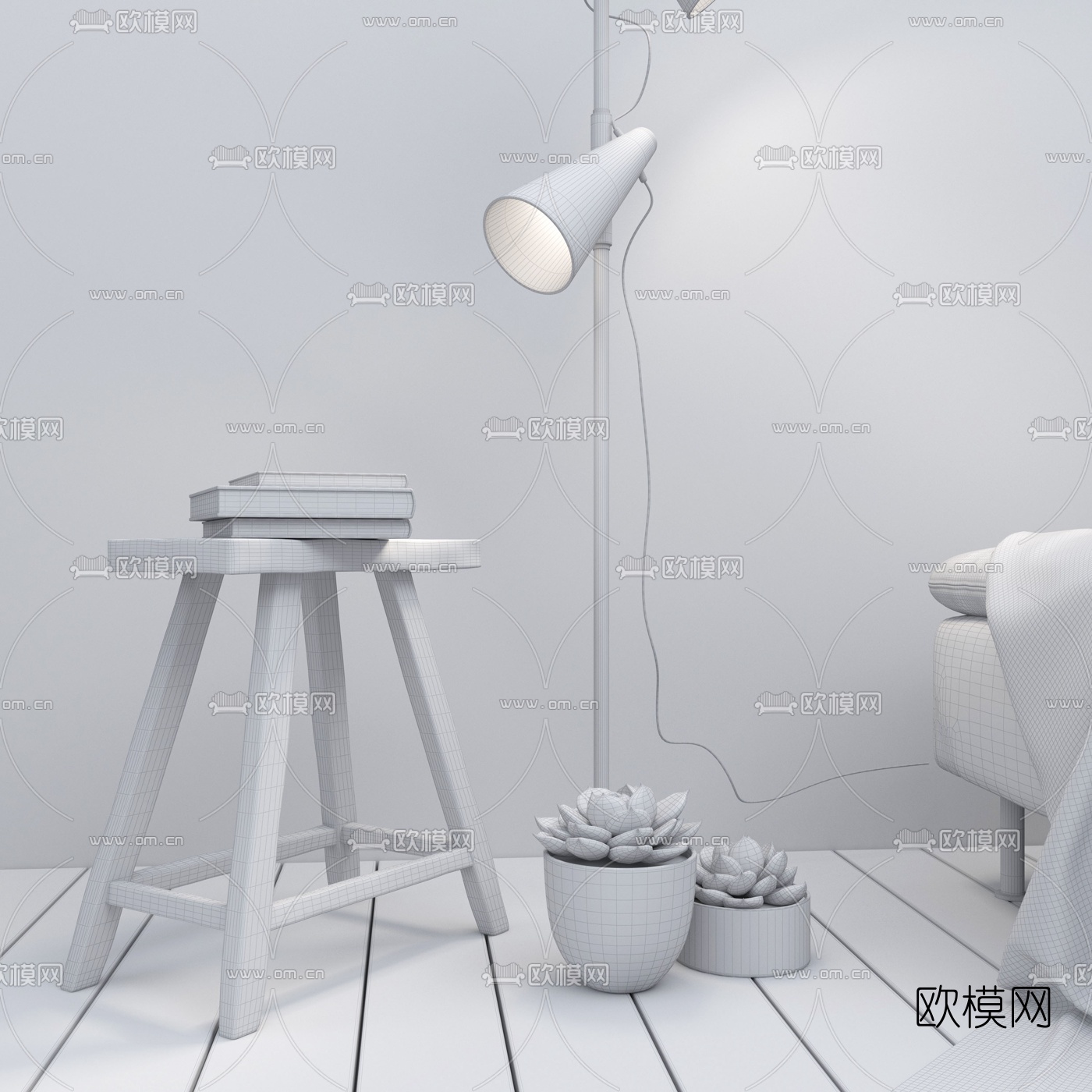 北欧布艺贵妃椅3d模型