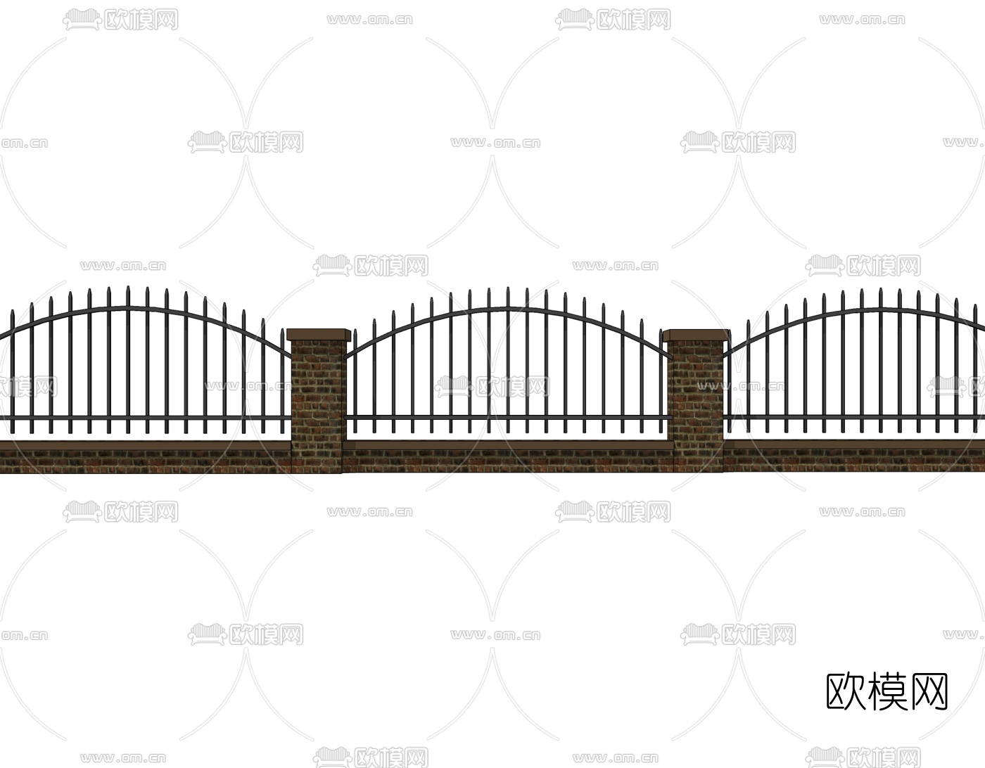 欧式围墙栏杆免费su模型下载