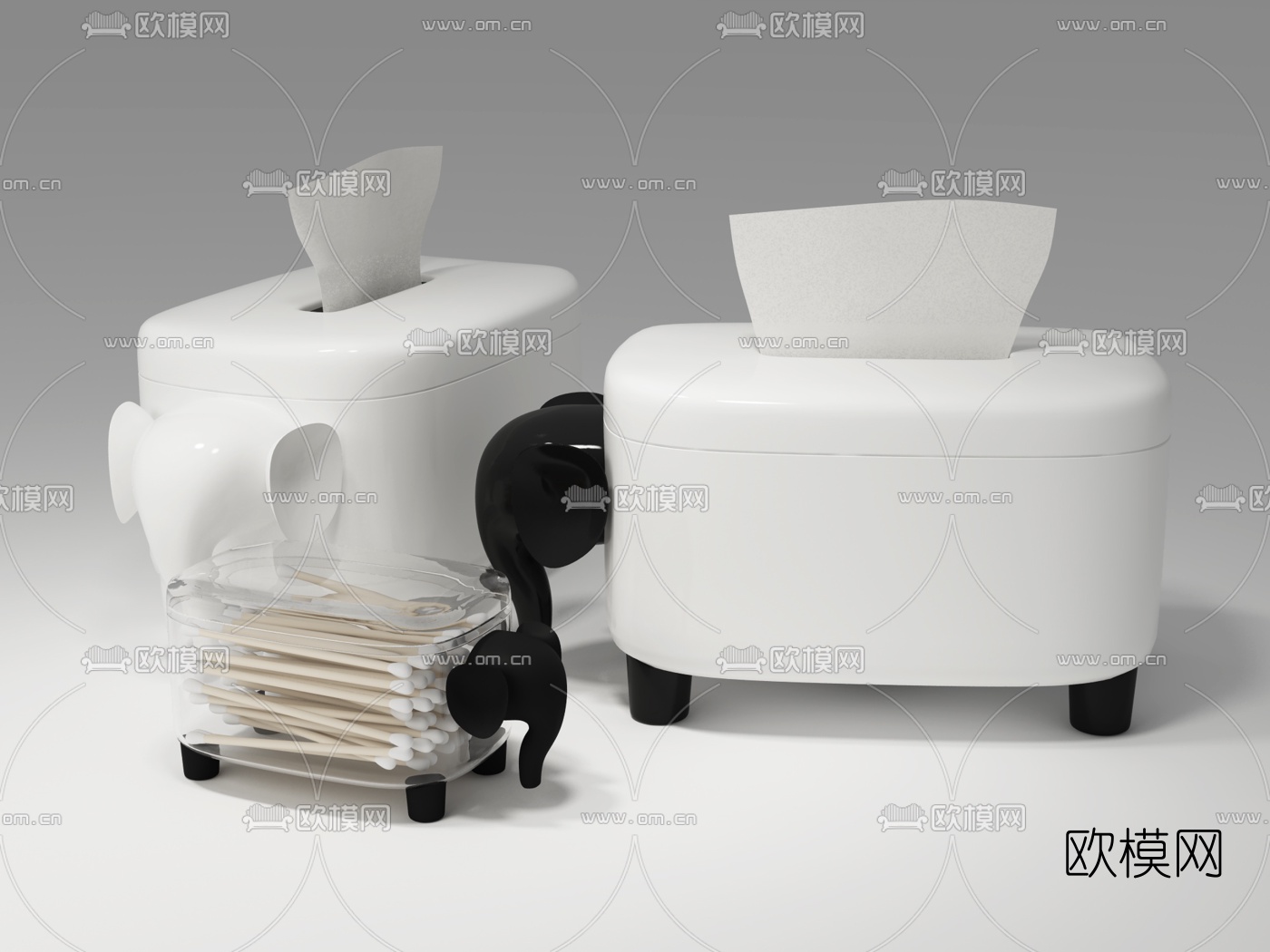 现代纸巾盒棉签盒3d模型