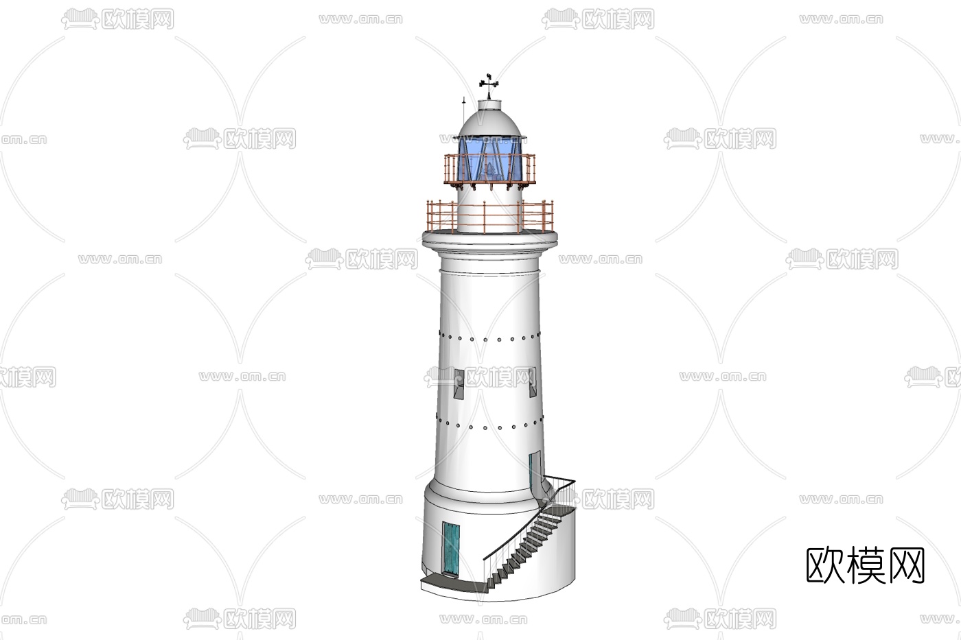 现代灯塔免费su模型下载