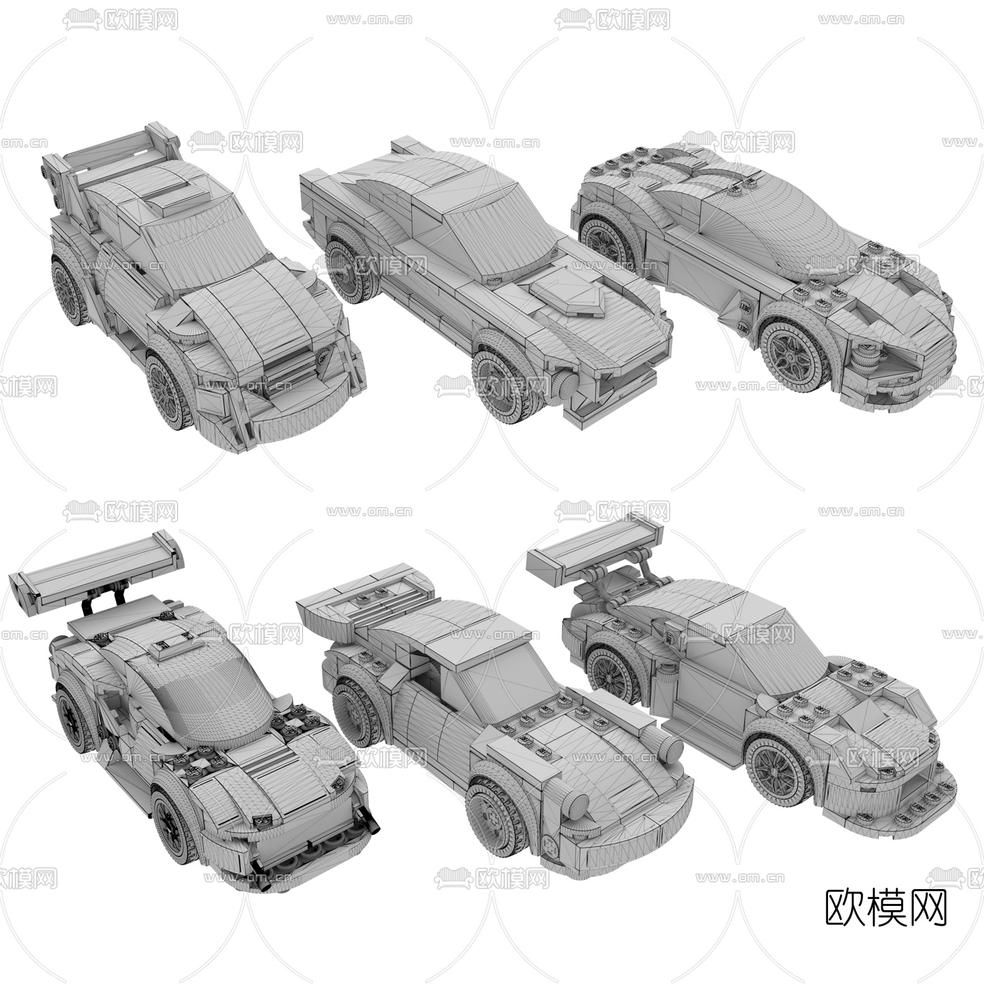 现代乐高汽车玩具组合3d模型下载（渲染图2）