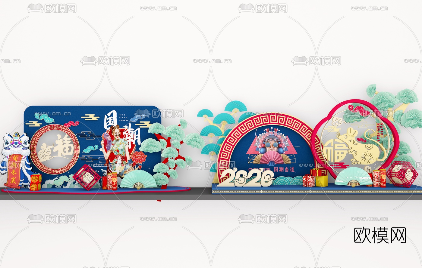 新中式新年装饰品摆件3d模型