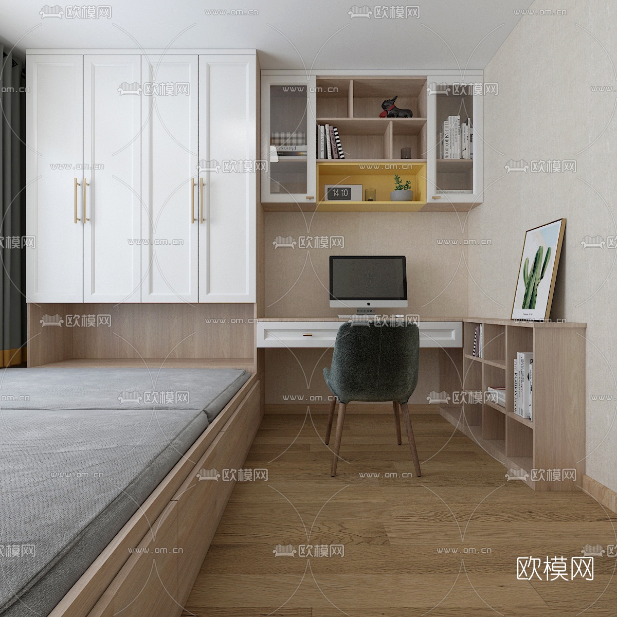 北欧榻榻米书房免费3d模型
