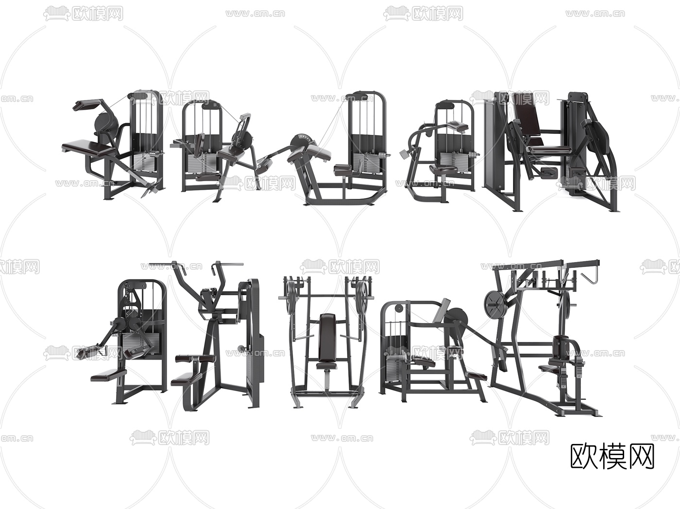 现代健身器材3d模型下载