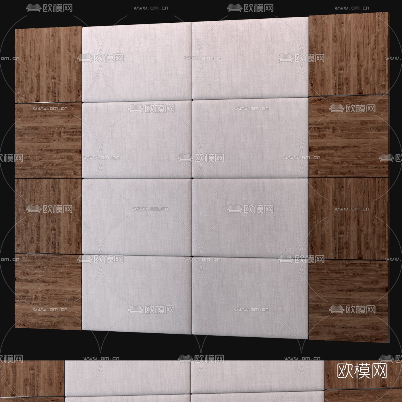 现代硬包床头背景墙免费3d模型
