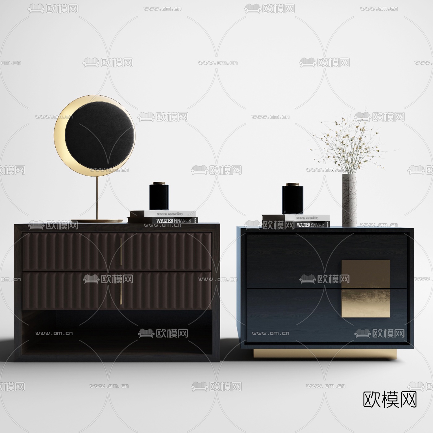 现代轻奢实木床头柜3d模型