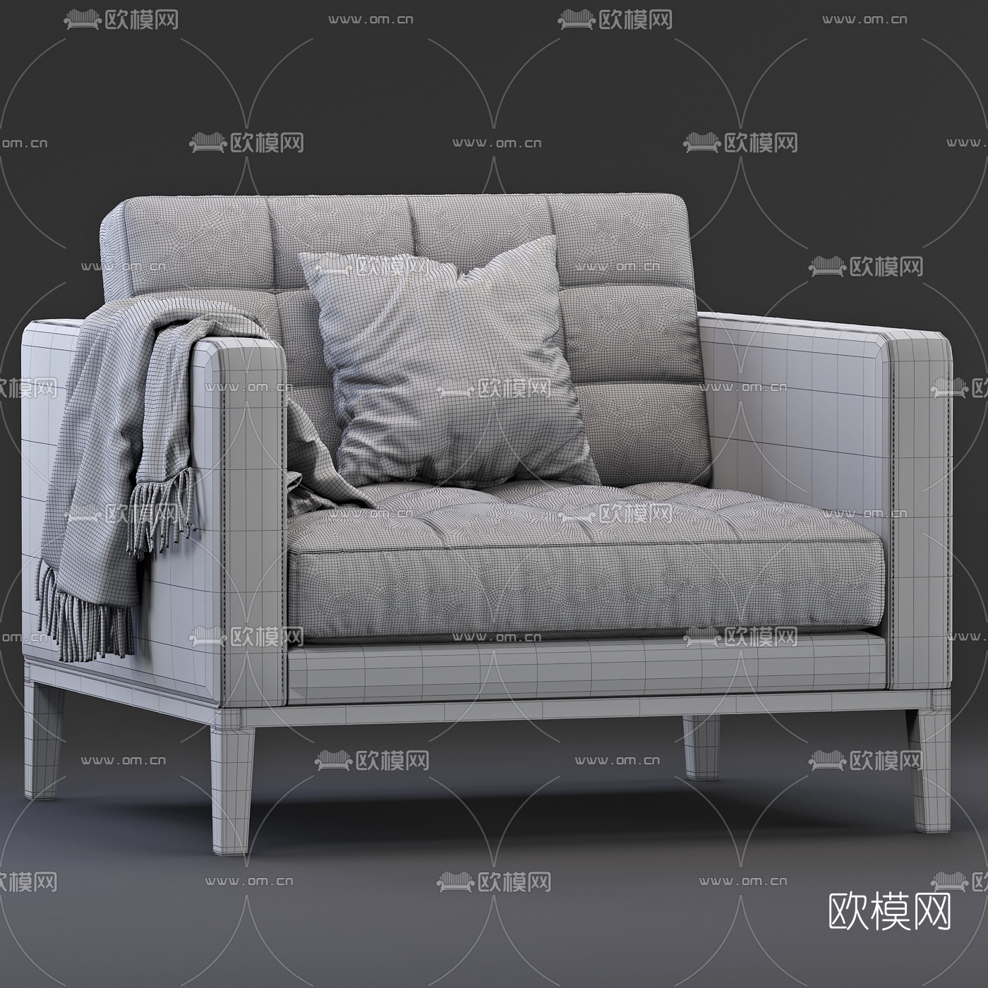 现代布艺单人沙发3d模型
