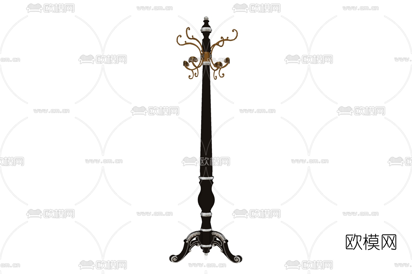 欧式实木挂衣杆免费su模型下载