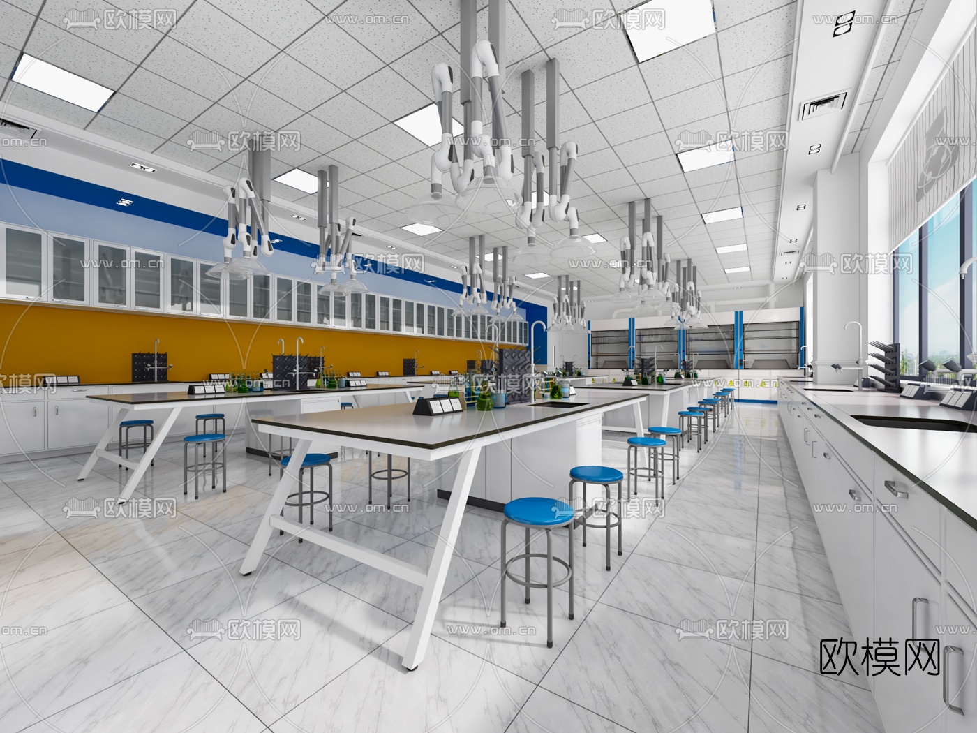 现代学校化学实验室3d模型