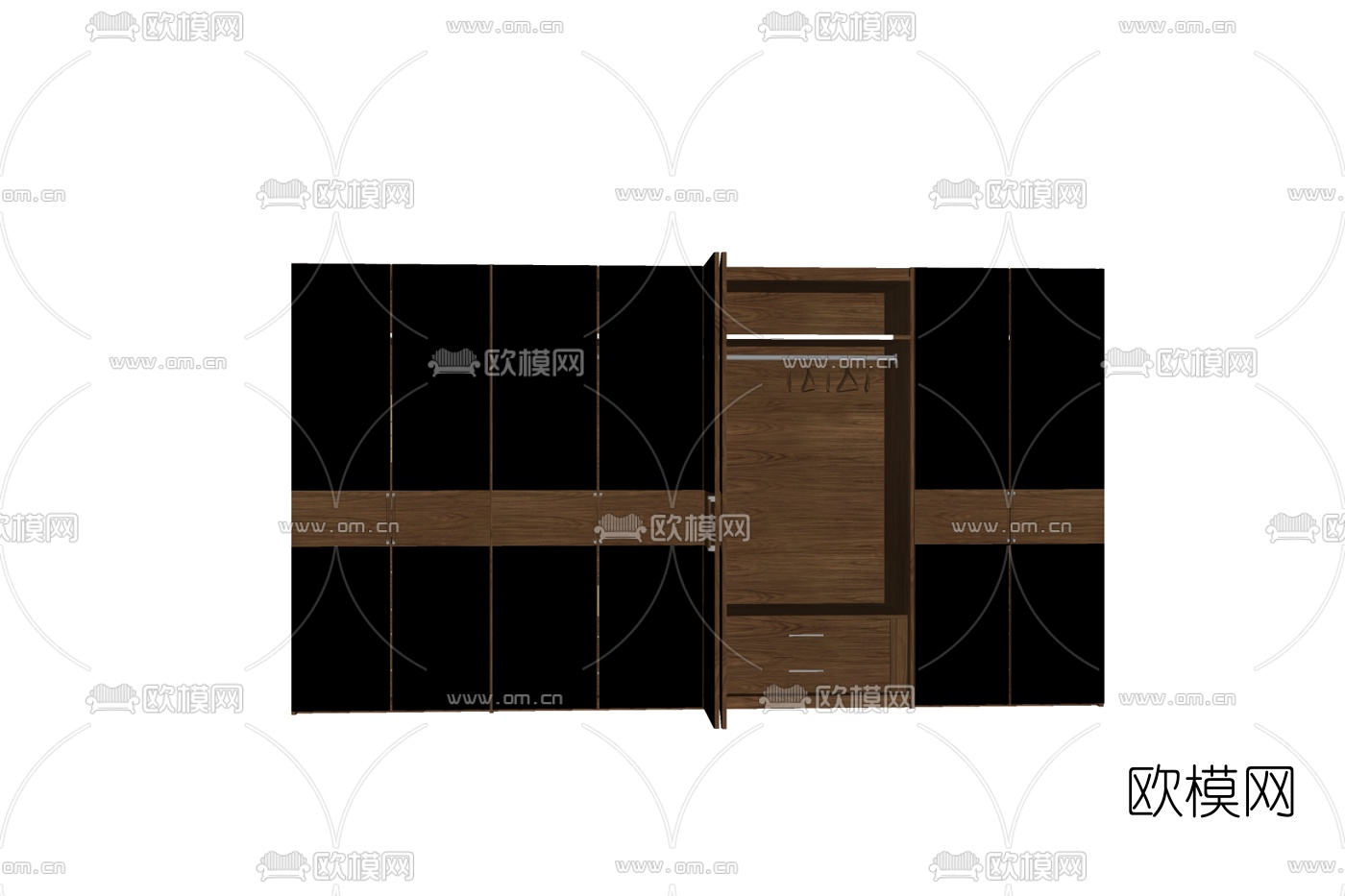 现代实木衣柜免费su模型下载