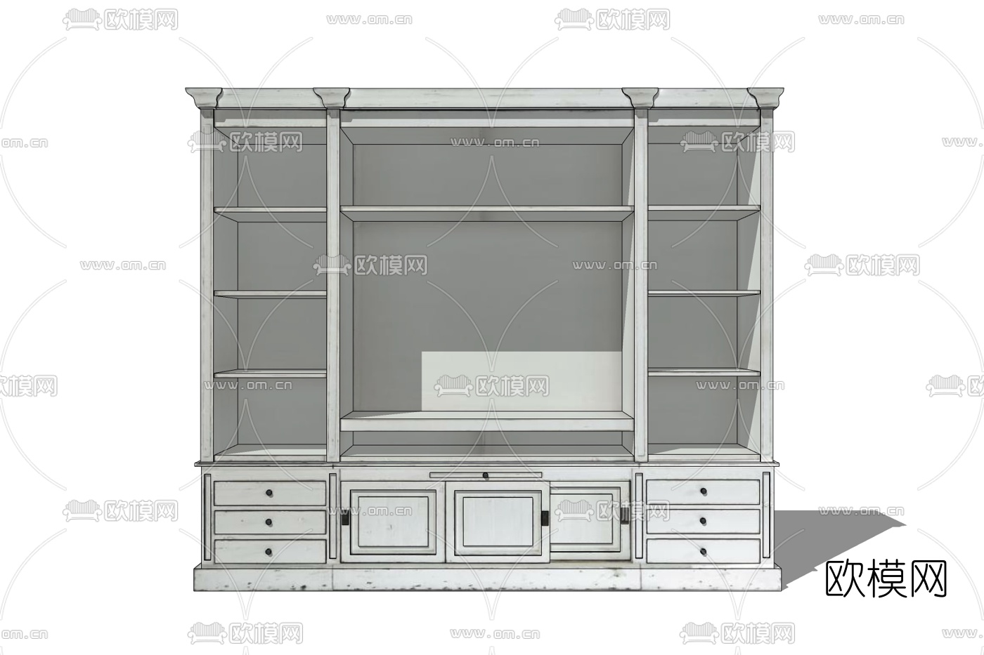 欧式实木衣柜免费su模型下载