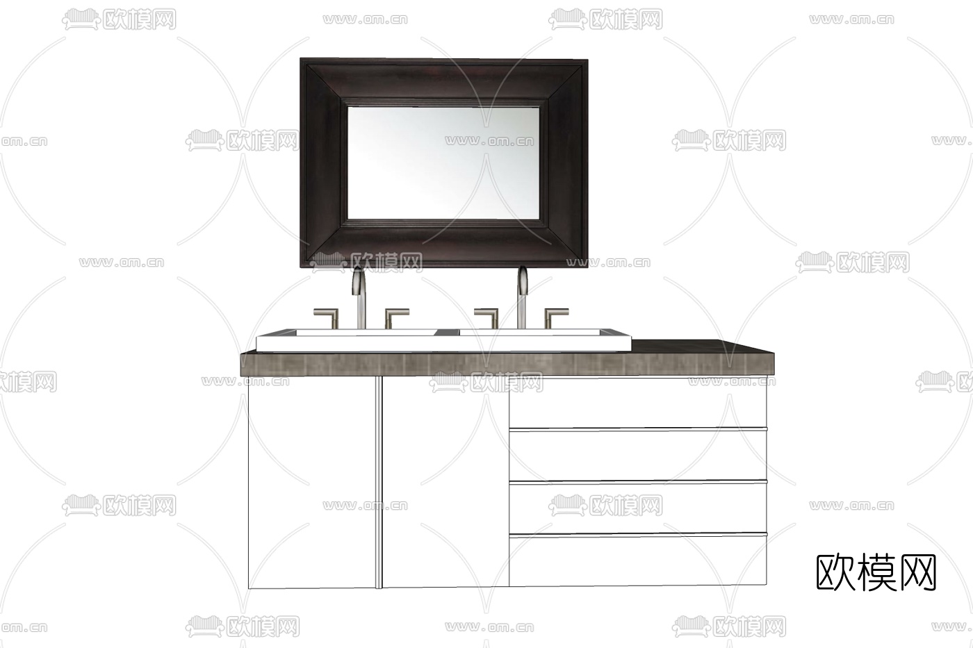 现代浴室柜洗手盆免费su模型下载