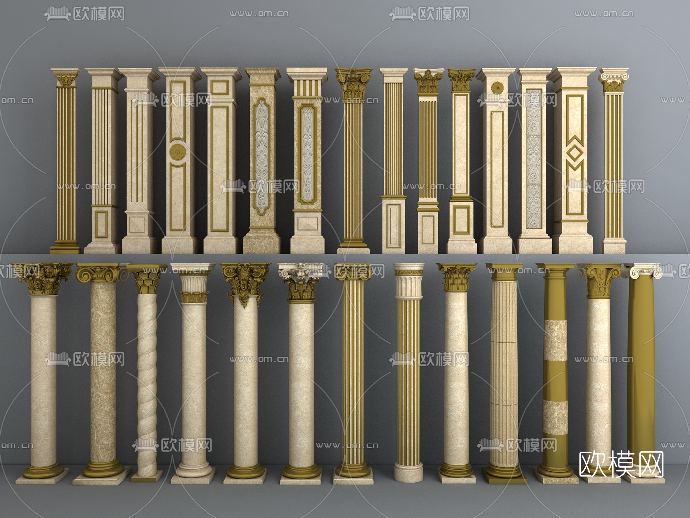 欧式雕花罗马柱3d模型