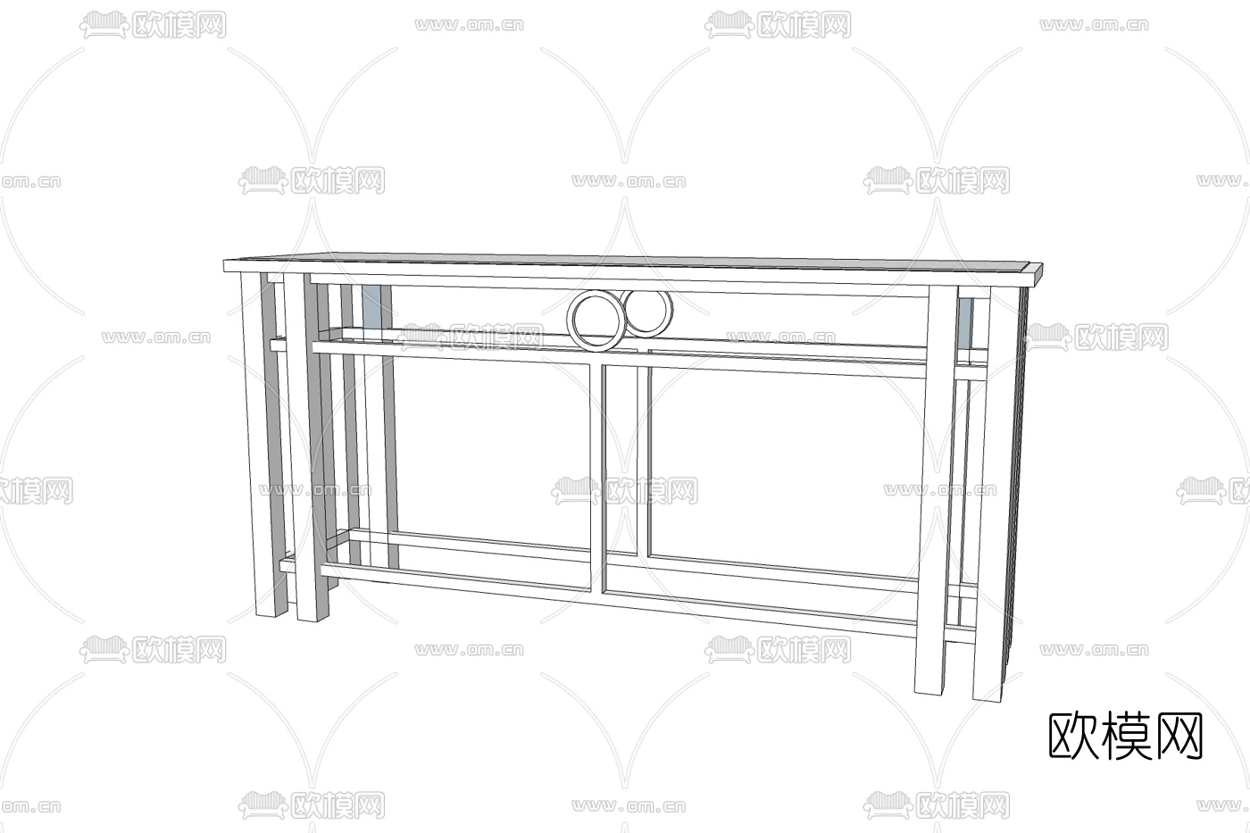 现代实木端景台免费su模型下载