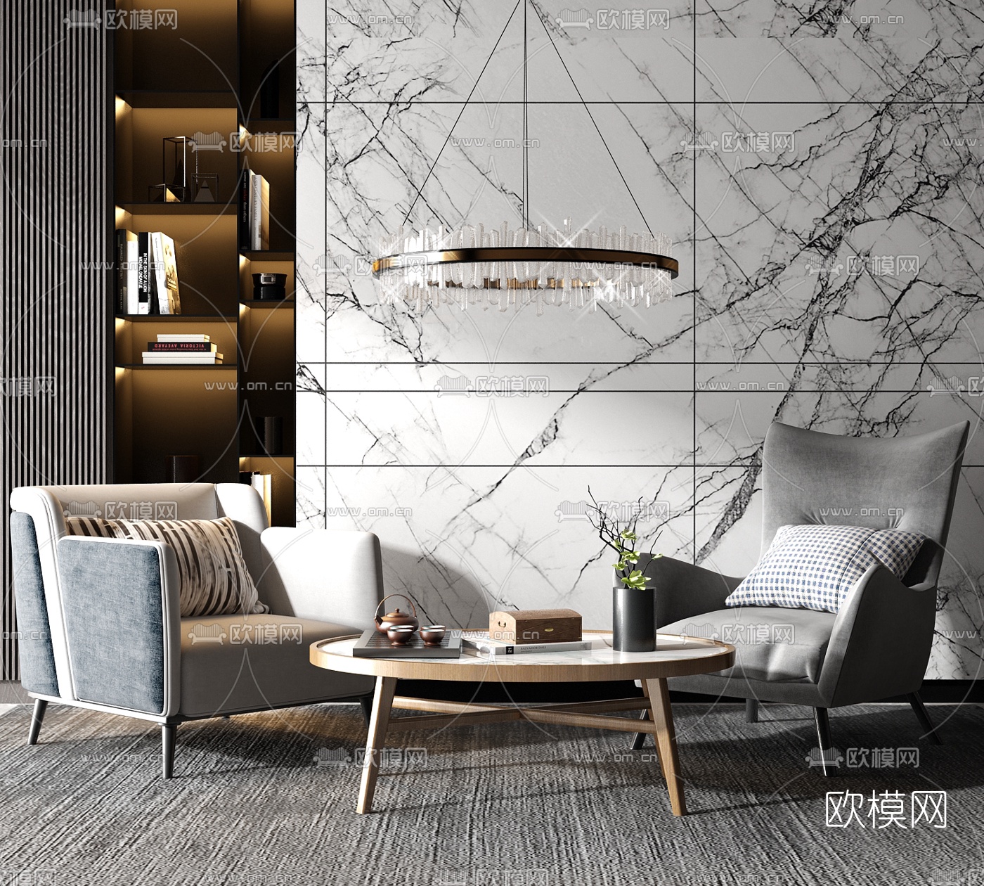 现代布艺休闲桌椅3d模型下载