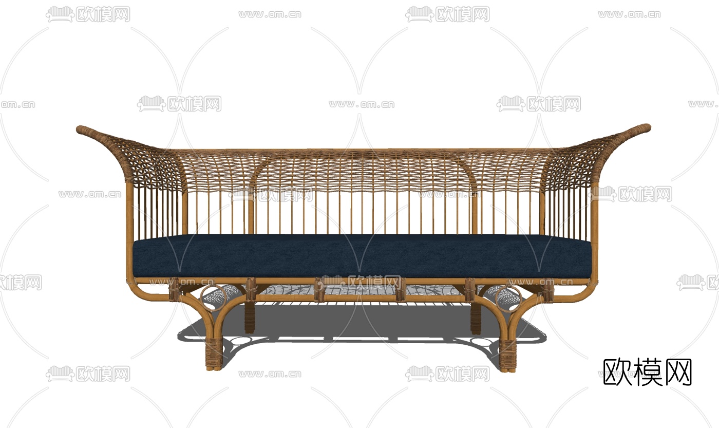 现代布艺休闲沙发su模型下载