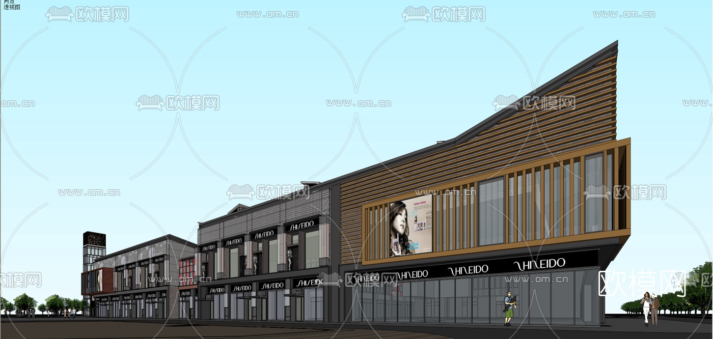 新中式商业街su模型下载（渲染图2）