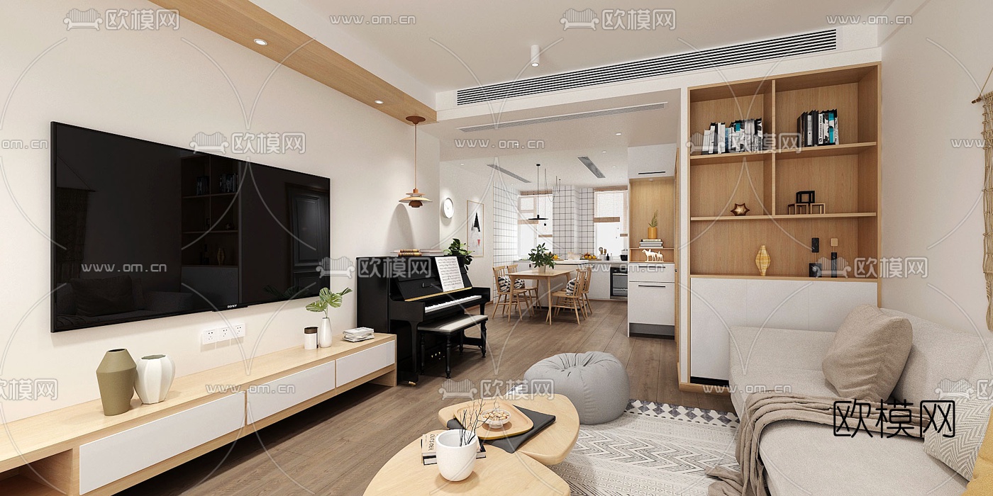 北欧客厅餐厅3d模型