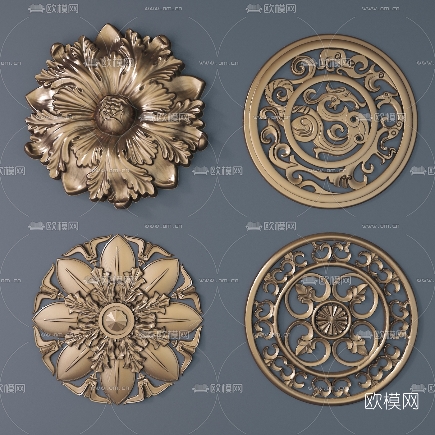 欧式金属雕花浮雕3d模型-免费3dmax模型库-欧模网