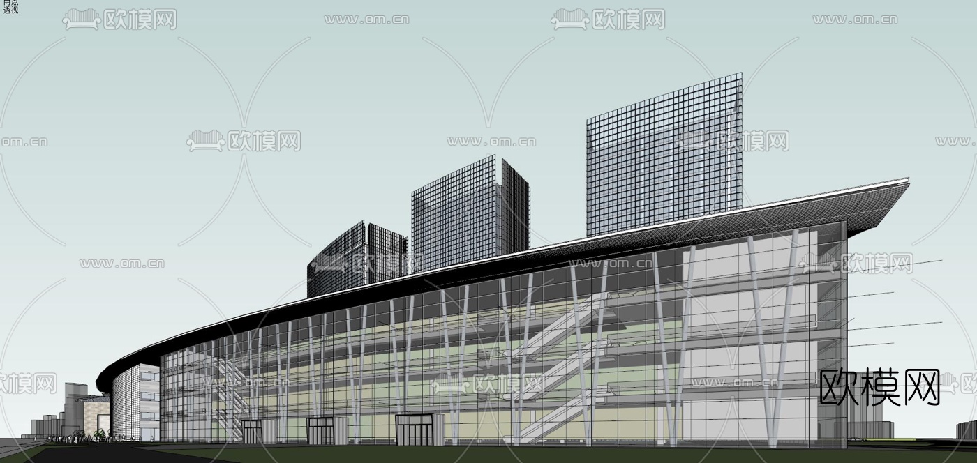 现代会展中心su模型下载（渲染图8）