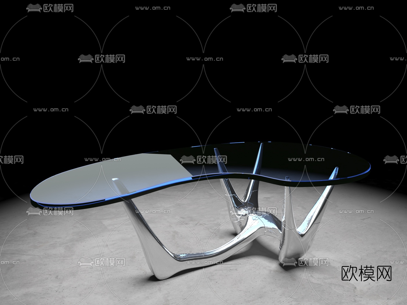 现代异形玻璃茶几免费3d模型