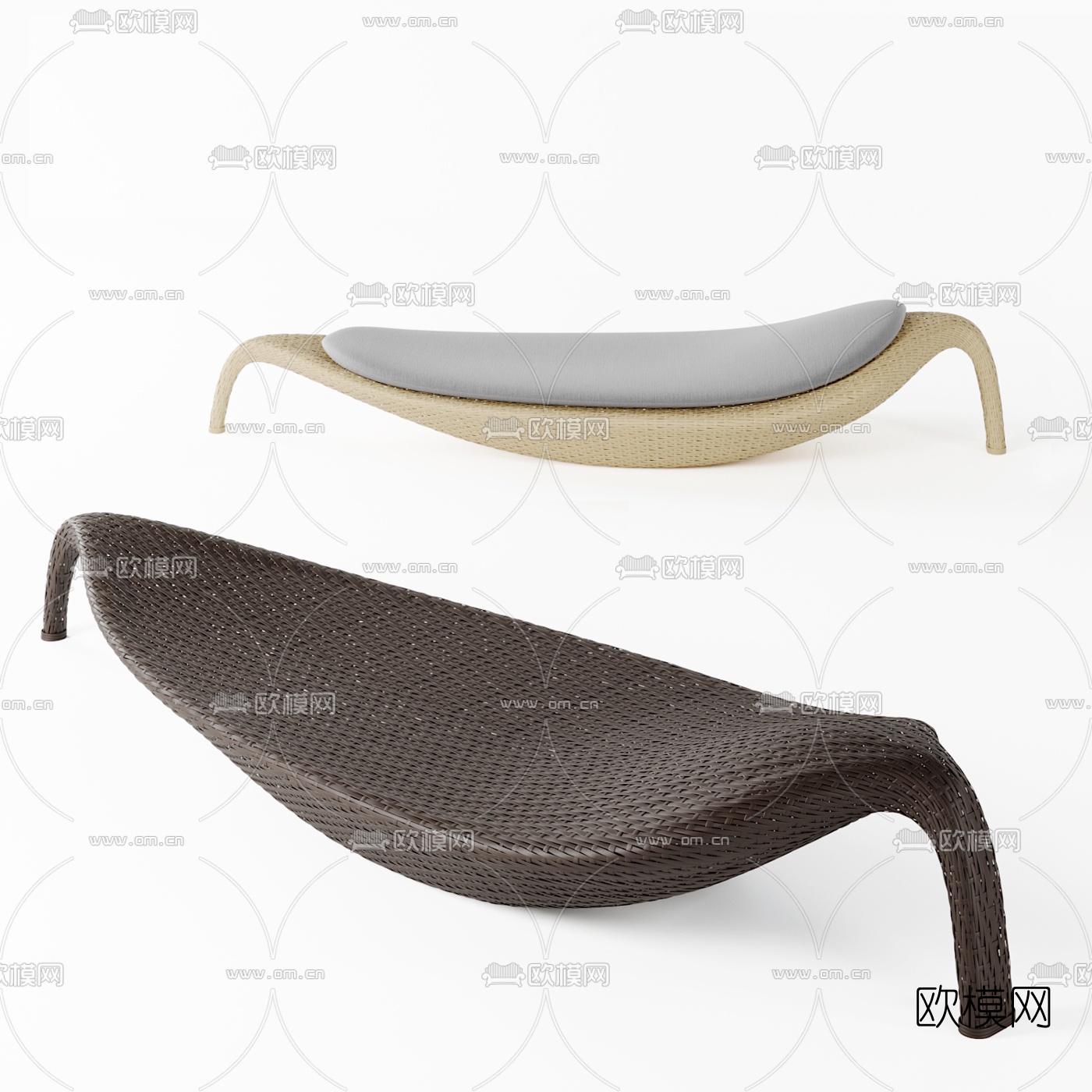 现代编织躺椅3d模型