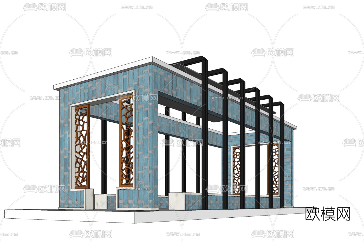 新中式凉亭免费su模型下载